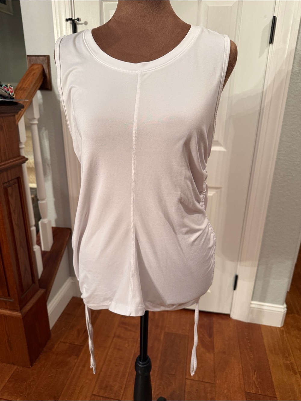 90 Degree By Reflex White Ruched Side Tank Top